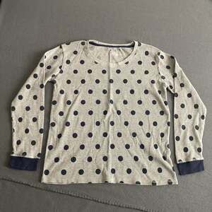 Champion Thermal Waffle Knit Pullover Shirt Women's Size Large Gray Polka Dot